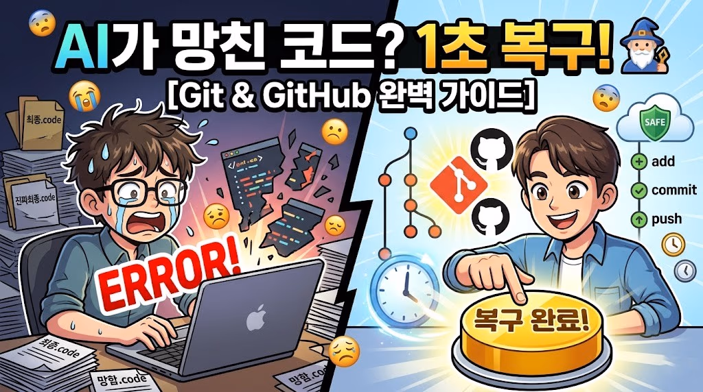 AI가 짜준 코드, 화면이 깨졌을 때 — 비전공자를 위한 깃 & 깃허브 입문 가이드
