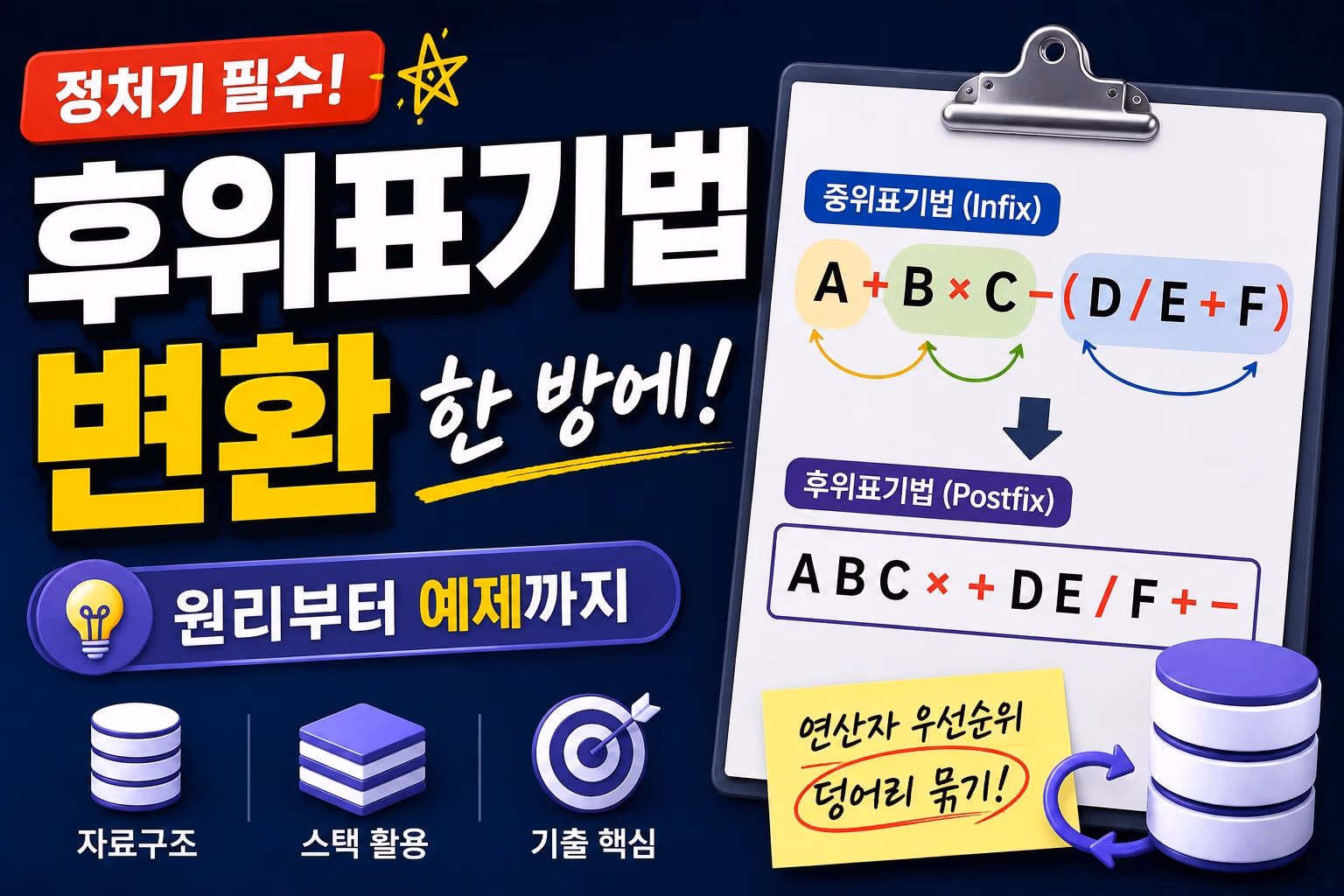 정보처리기사 필기: 7. 후위표기식 변환, 아직도 헷갈리나요? 15분 만에 끝내는 완벽 마스터!(2)