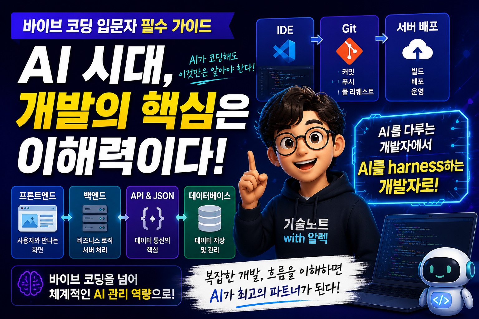 바이브 코딩 입문자를 위한 필수 IT 지식 총정리 | 프론트엔드, 백엔드, API, Git