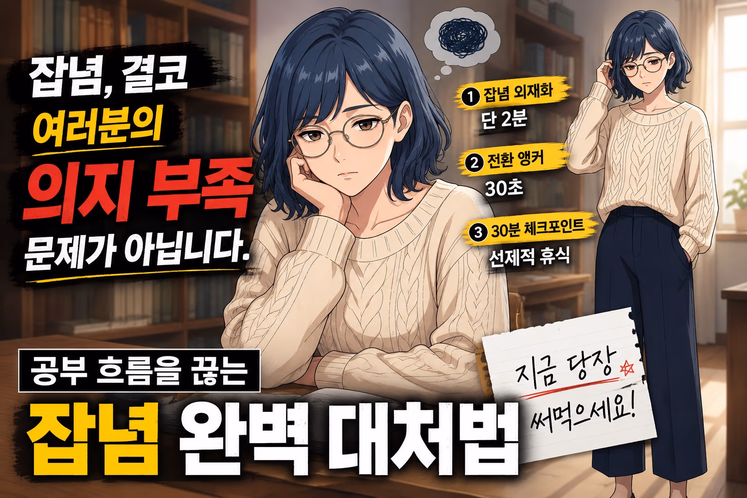 공부 집중하는 법: 잡념을 완벽하게 없애는 3가지 현실적인 방법 강의 썸네일