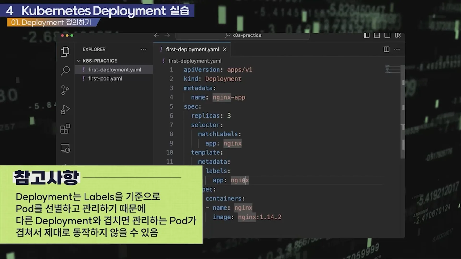 Deployment YAML로 replicas 3개 정의